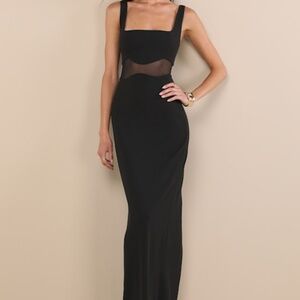 Lulus Onetta Black Mesh Column Maxi Dress - Size XS